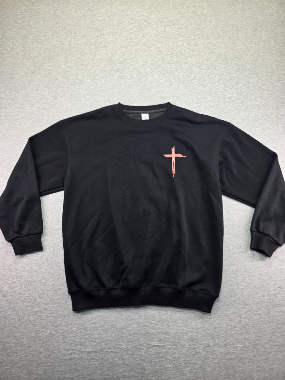 "Faith" Bible Verse Graphic Crewneck Sweatshirt Black Medium